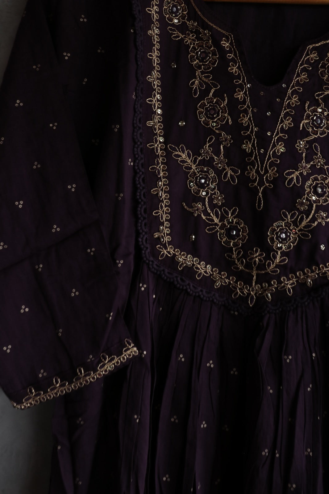 PURPLE COTTON SALWAR SUIT SET