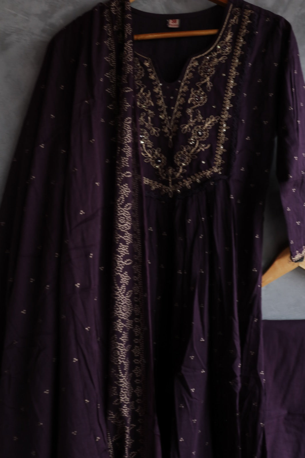 PURPLE COTTON SALWAR SUIT SET
