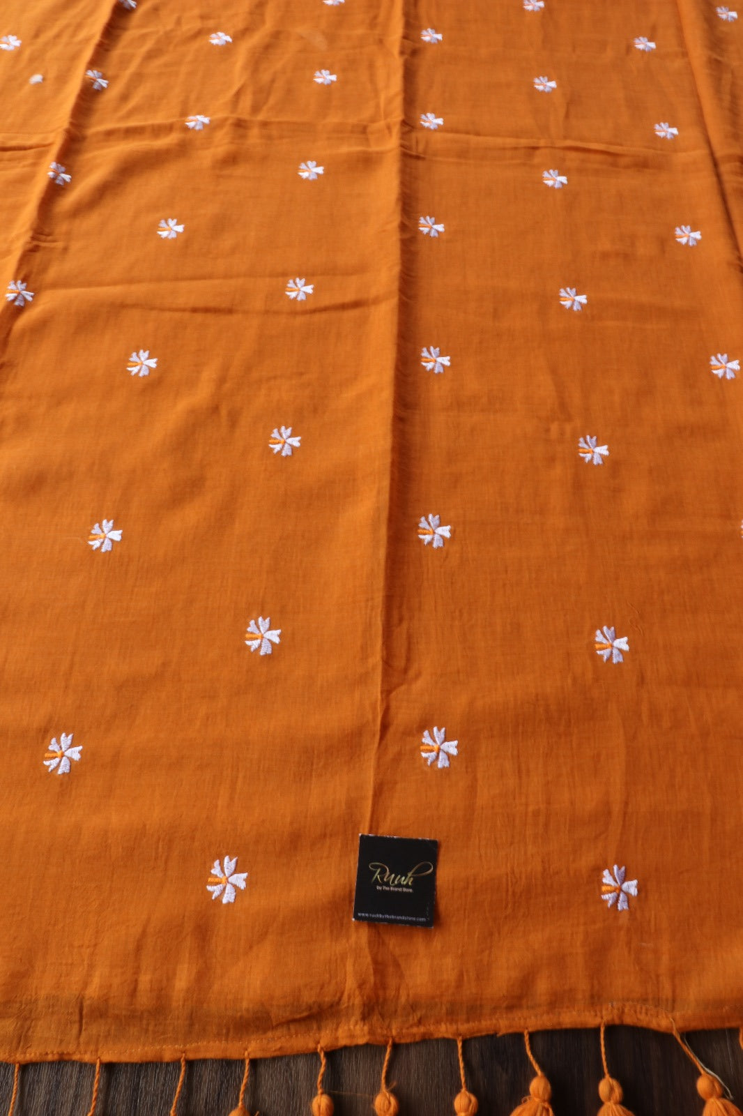 CHROME YELLOW MULMUL PARIJAT SAREE