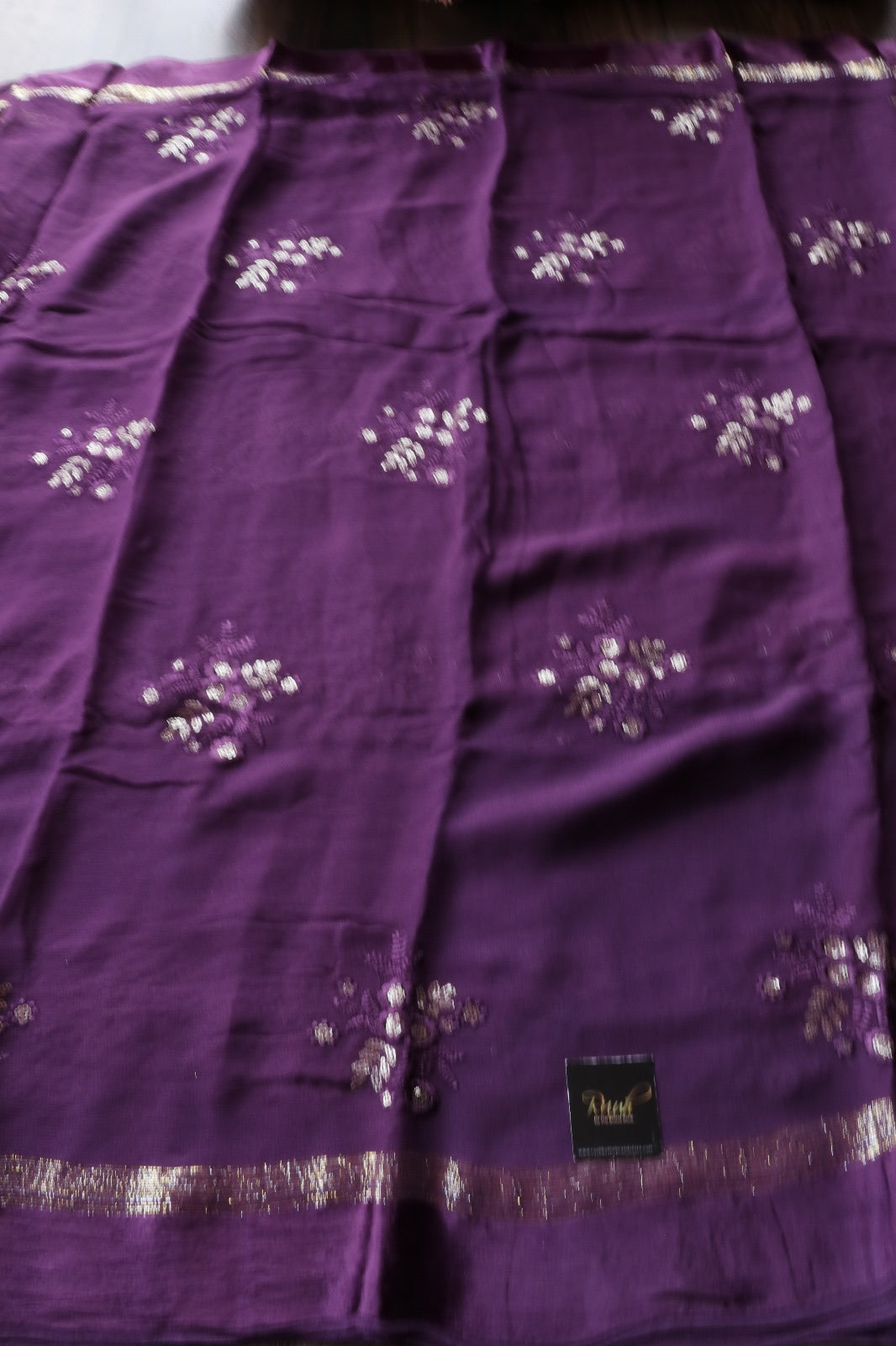 PURPLE VISCOSE GEORGETTE FLORAL DESIGN SAREE
