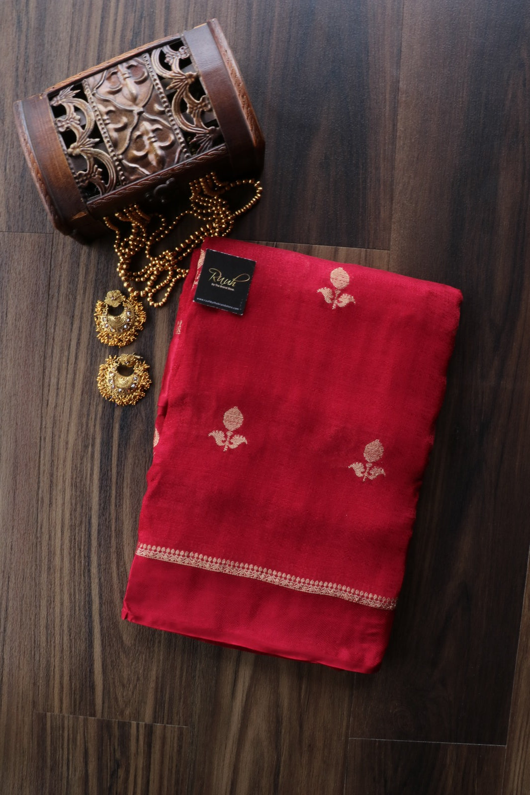DEEP RED COLOUR VISCOSE KHADI SILK SAREE