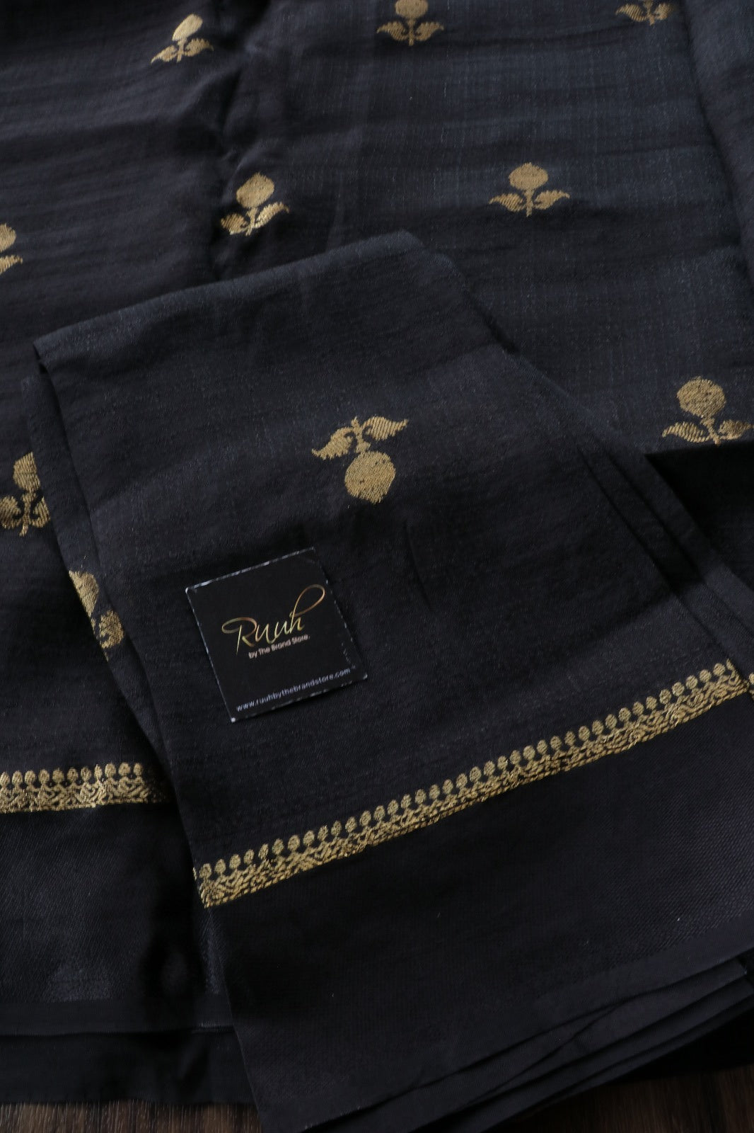 BLACK COLOUR VISCOSE KHADI SILK SAREE