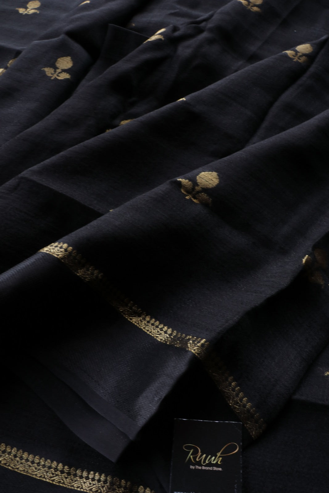 BLACK COLOUR VISCOSE KHADI SILK SAREE