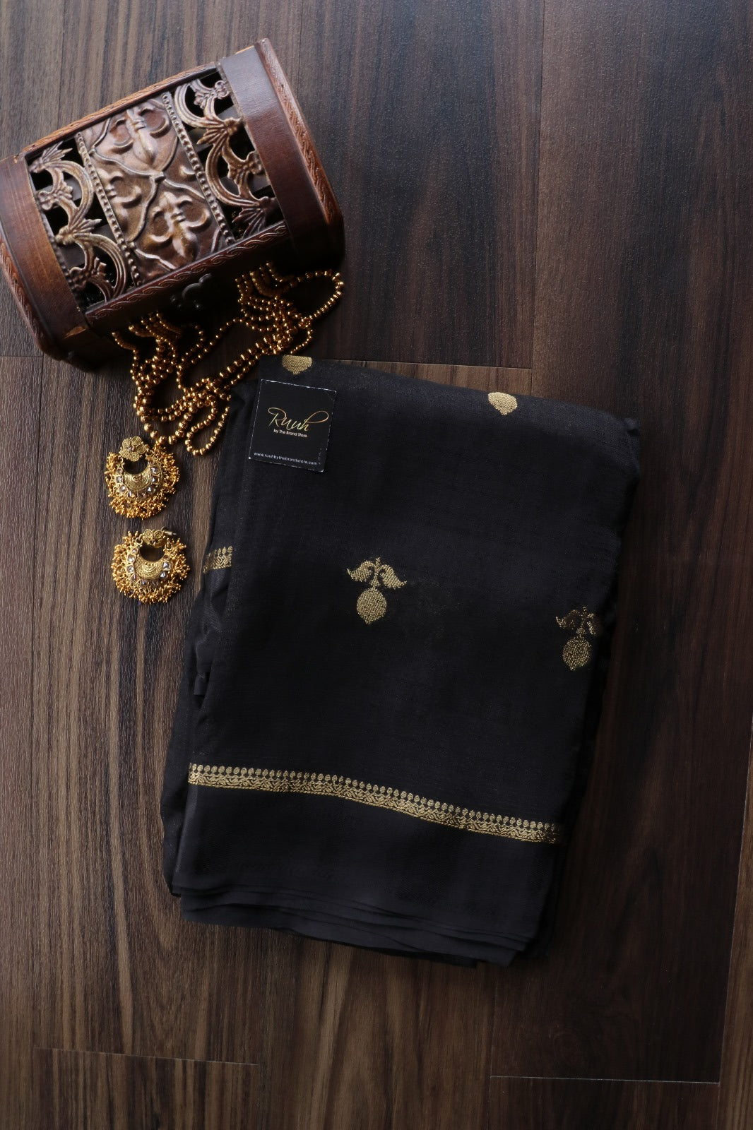 BLACK COLOUR VISCOSE KHADI SILK SAREE