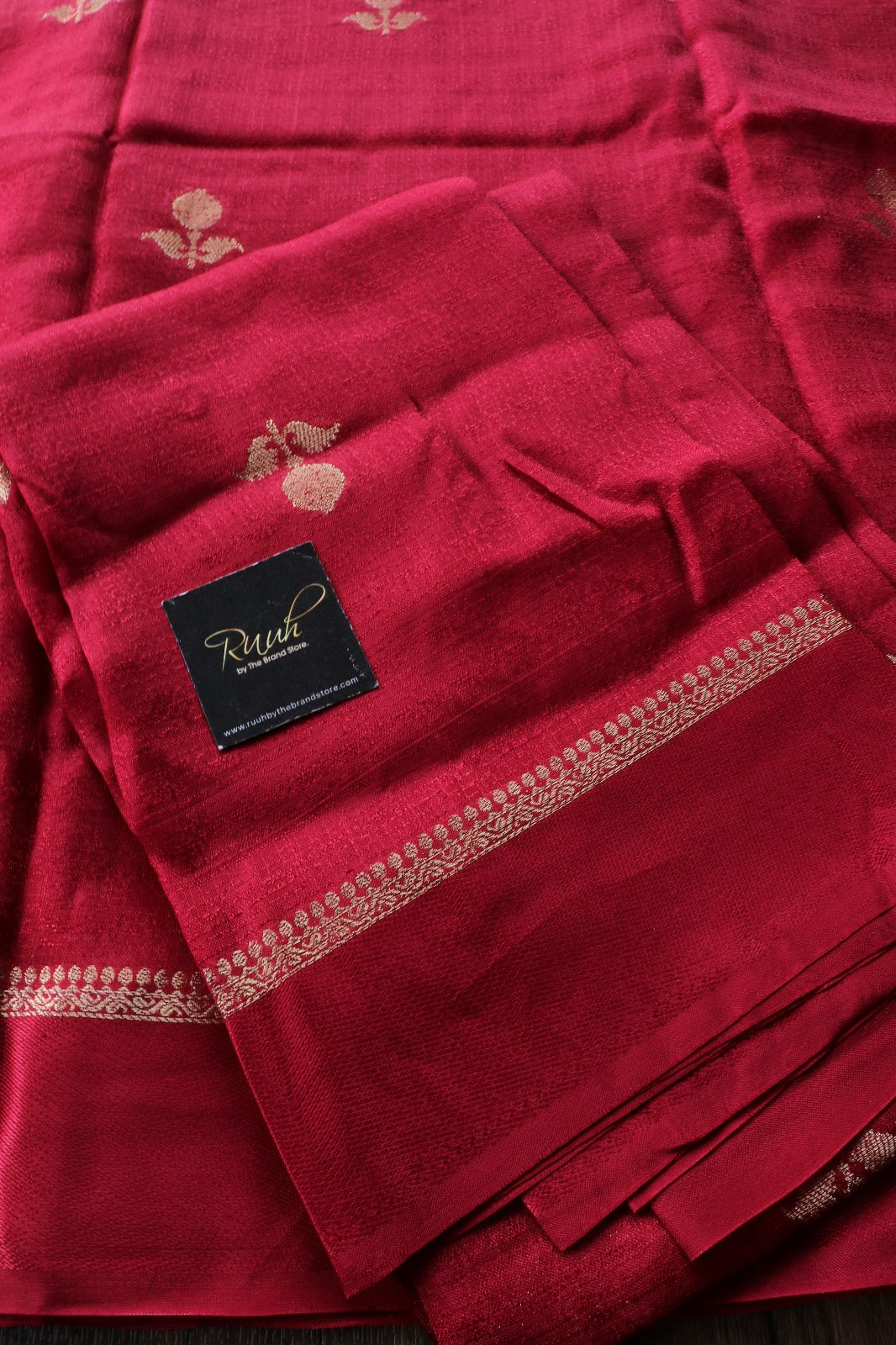 DEEP RED COLOUR VISCOSE KHADI SILK SAREE