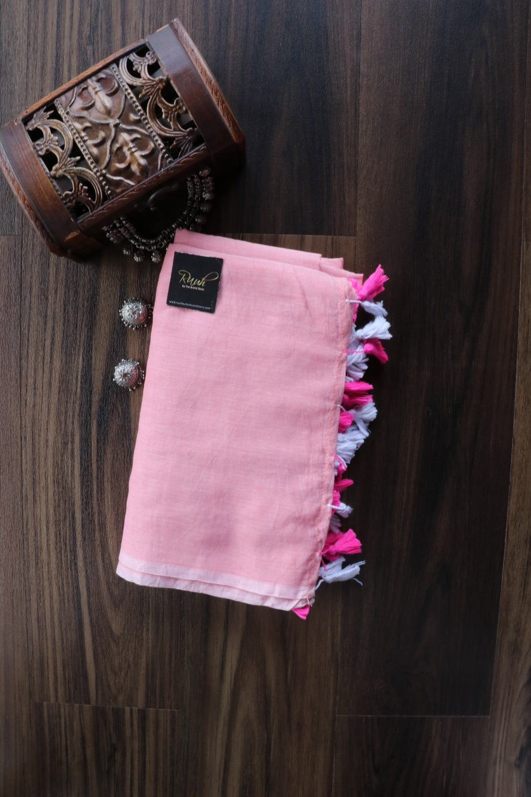 POWDER PINK MULMUL SAREE