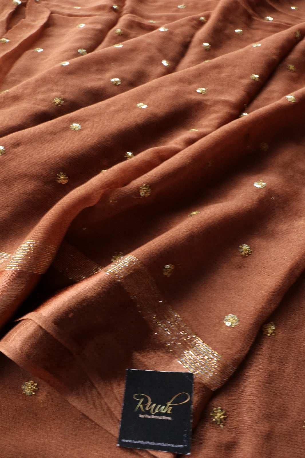 VERY LIGHT BROWN VISCOSE GEORGETTE SAREE