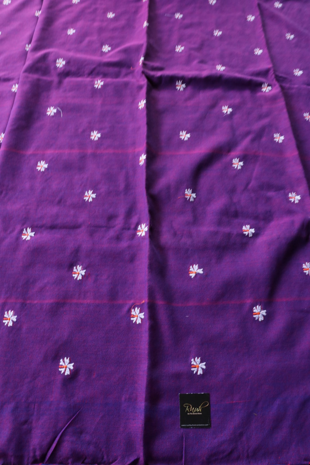 DUAL TONE PURPLE X BLUE KHADI COTTON PARIJAT EMBROIDERY