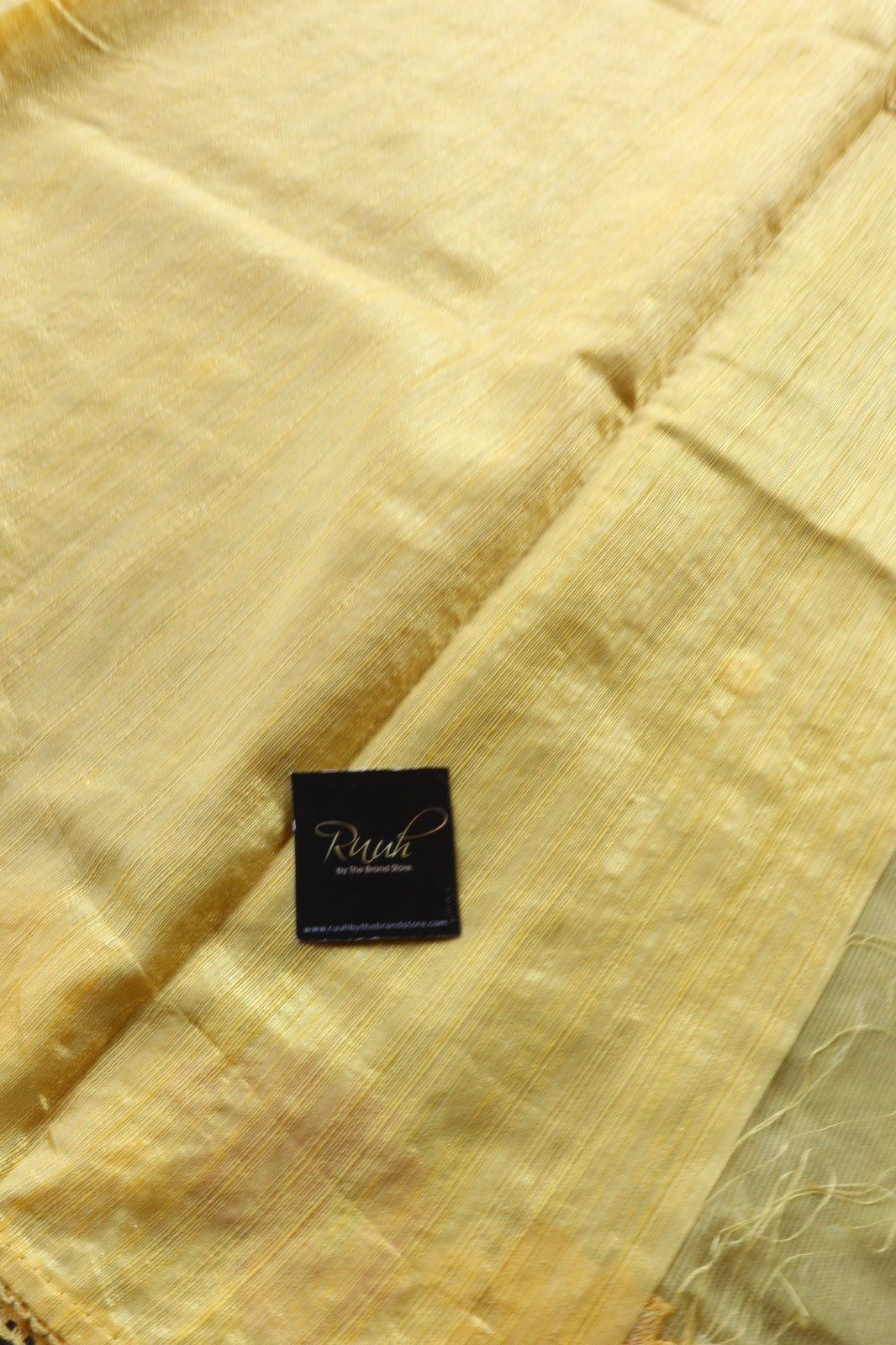 YELLOW NET KOTA SAREE WITH FLORAL EMBROIDERY
