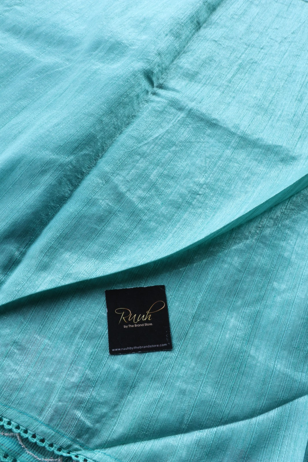 BLUE NET KOTA SAREE WITH FLORAL EMBROIDERY