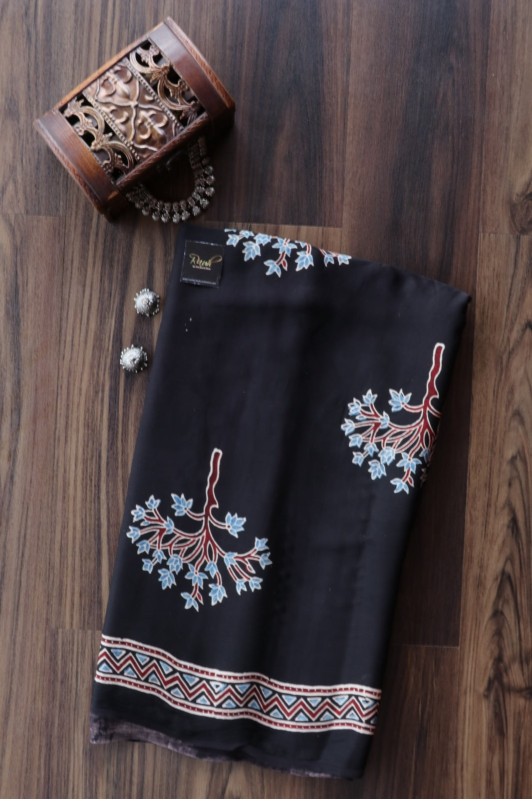 TREE DESIGN AJRAKH MODAL SILK SAREE