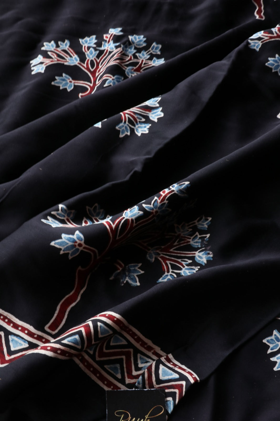 TREE DESIGN AJRAKH MODAL SILK SAREE