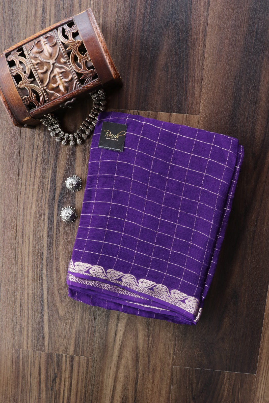 PURPLE VISCOSE CHINNON SAREE
