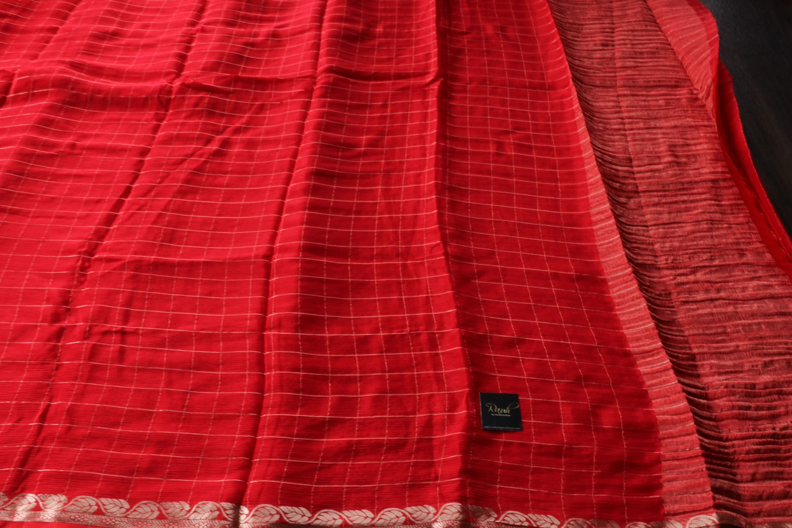 RED VISCOSE CHINNON CRUSH SAREE