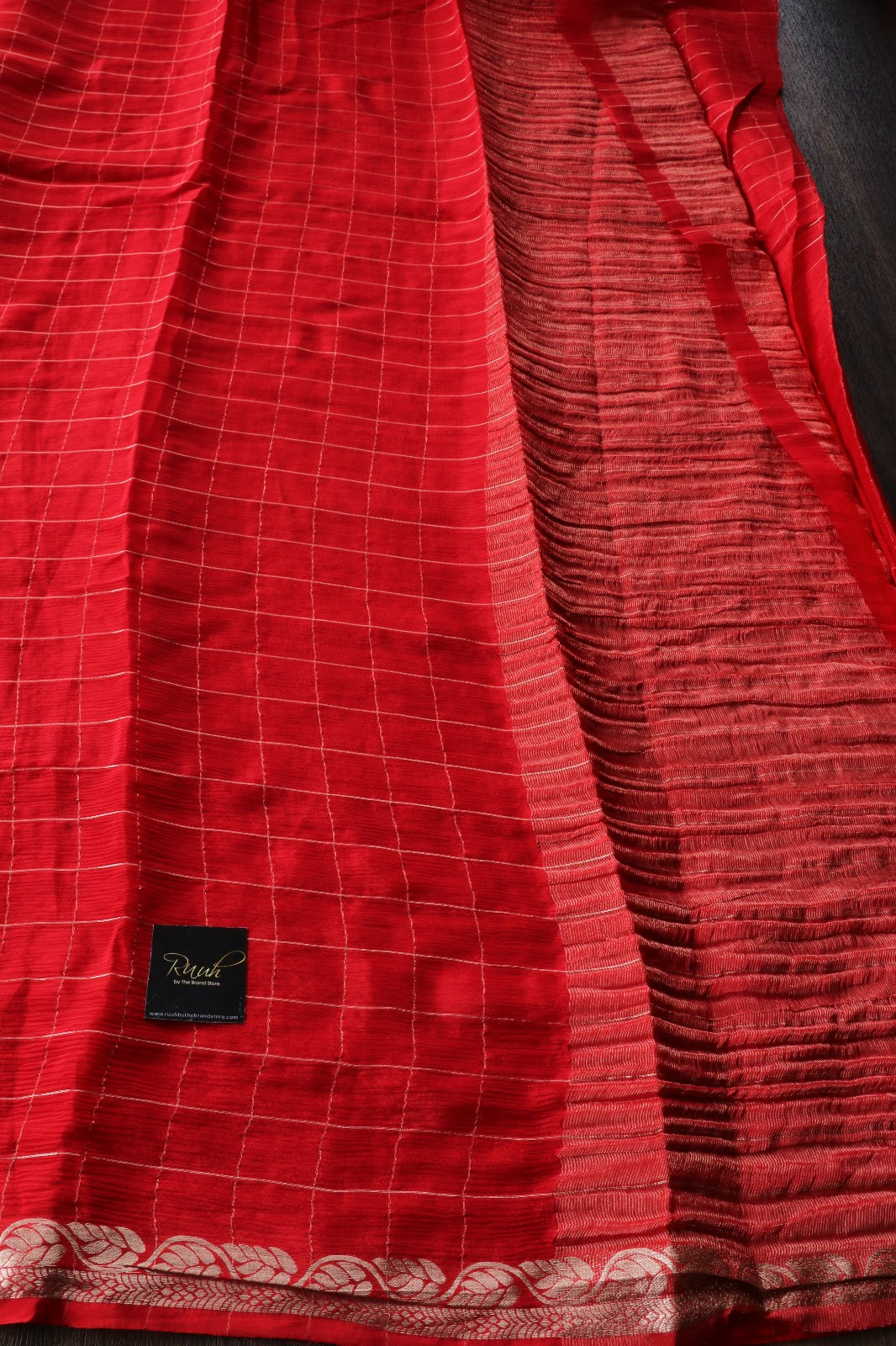 RED VISCOSE CHINNON CRUSH SAREE