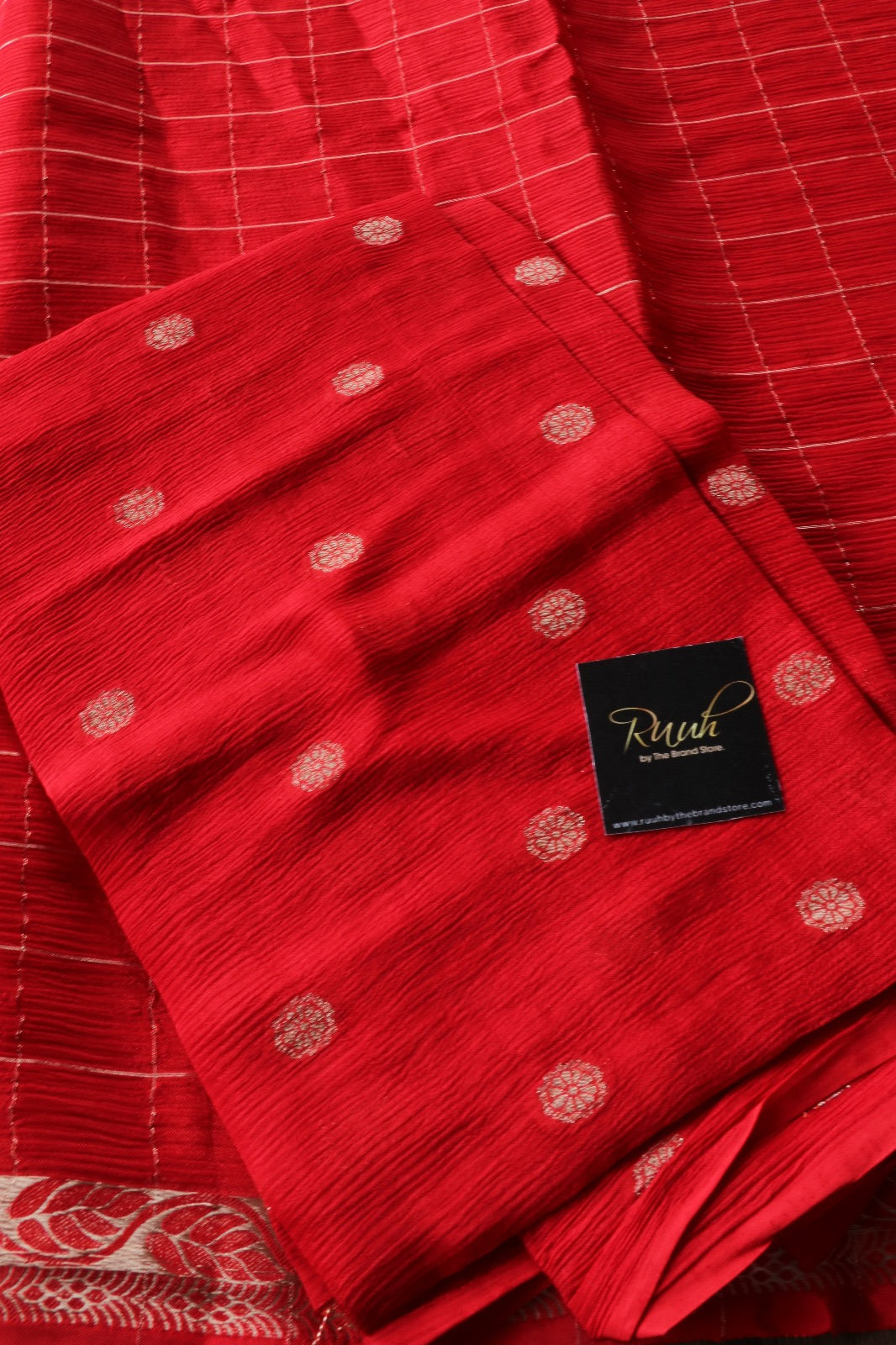 RED VISCOSE CHINNON CRUSH SAREE