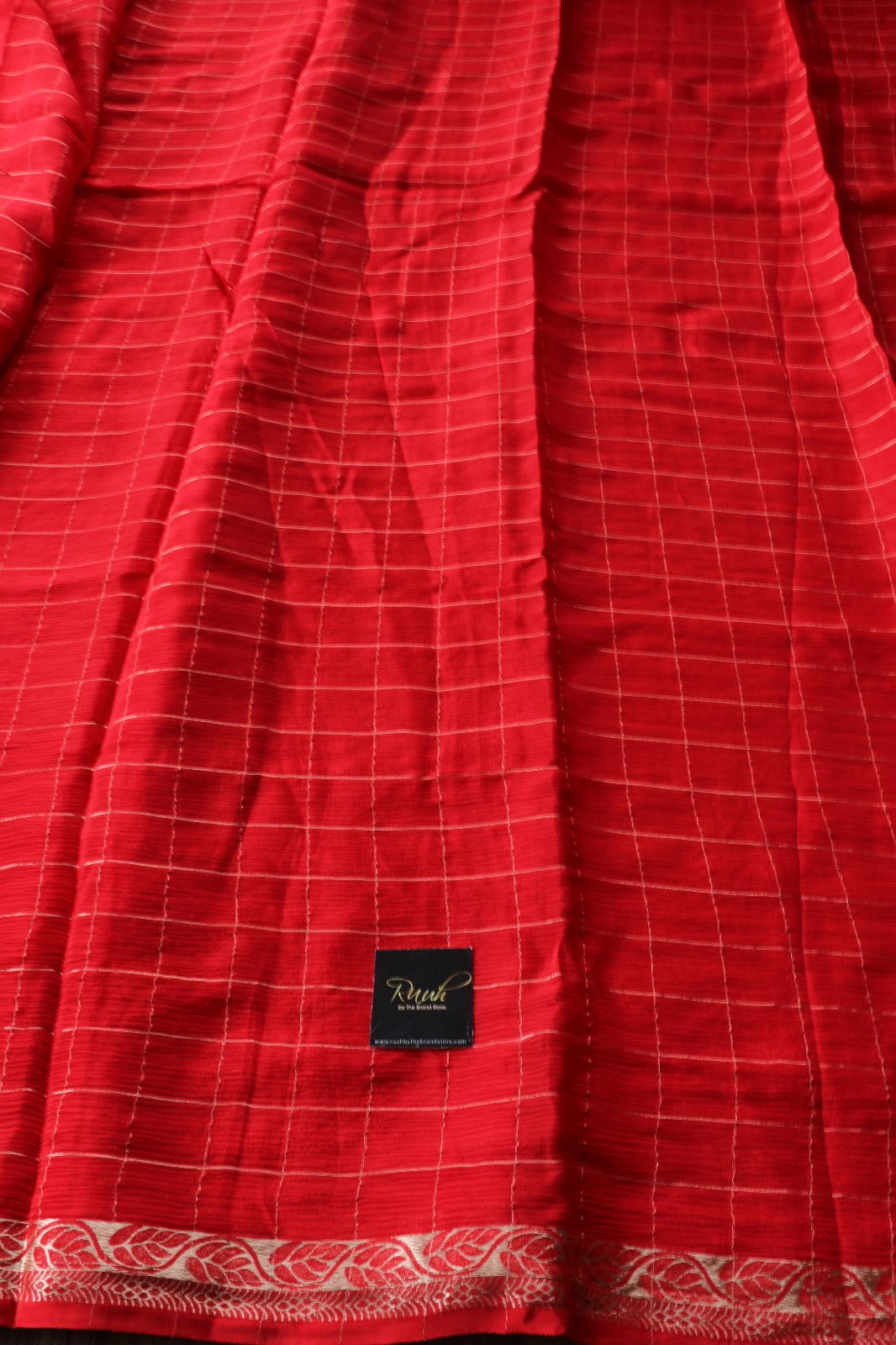 RED VISCOSE CHINNON CRUSH SAREE