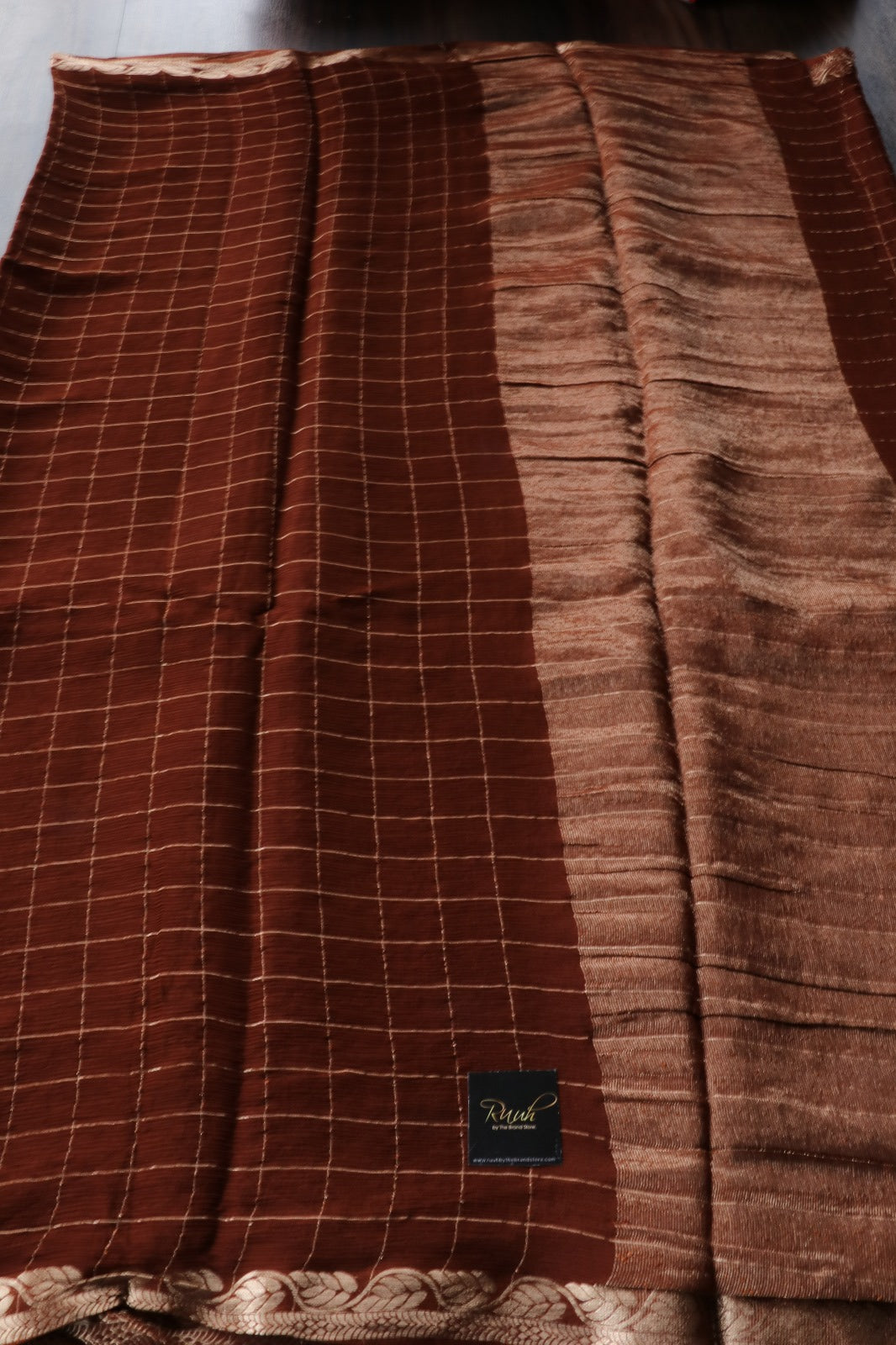 BROWN VISCOSE CHINNON SAREE- TBS26VC1- PREBOOK