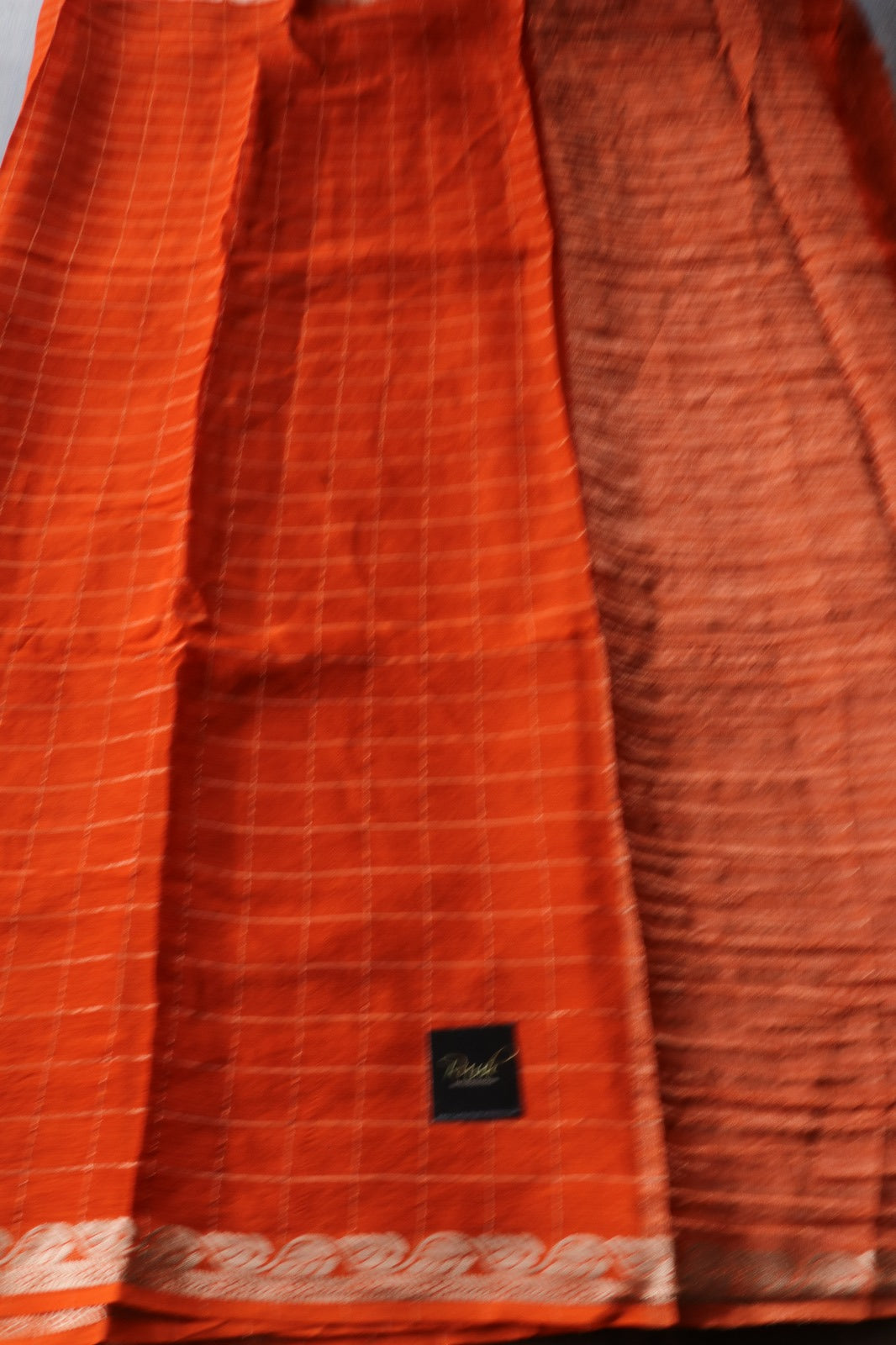 RUST ORANGE VISCOSE CHINNON SAREE