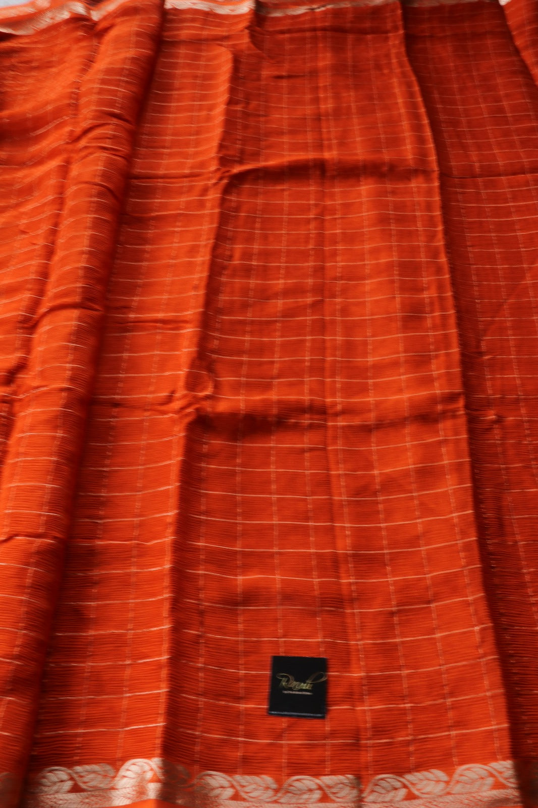 RUST ORANGE VISCOSE CHINNON SAREE