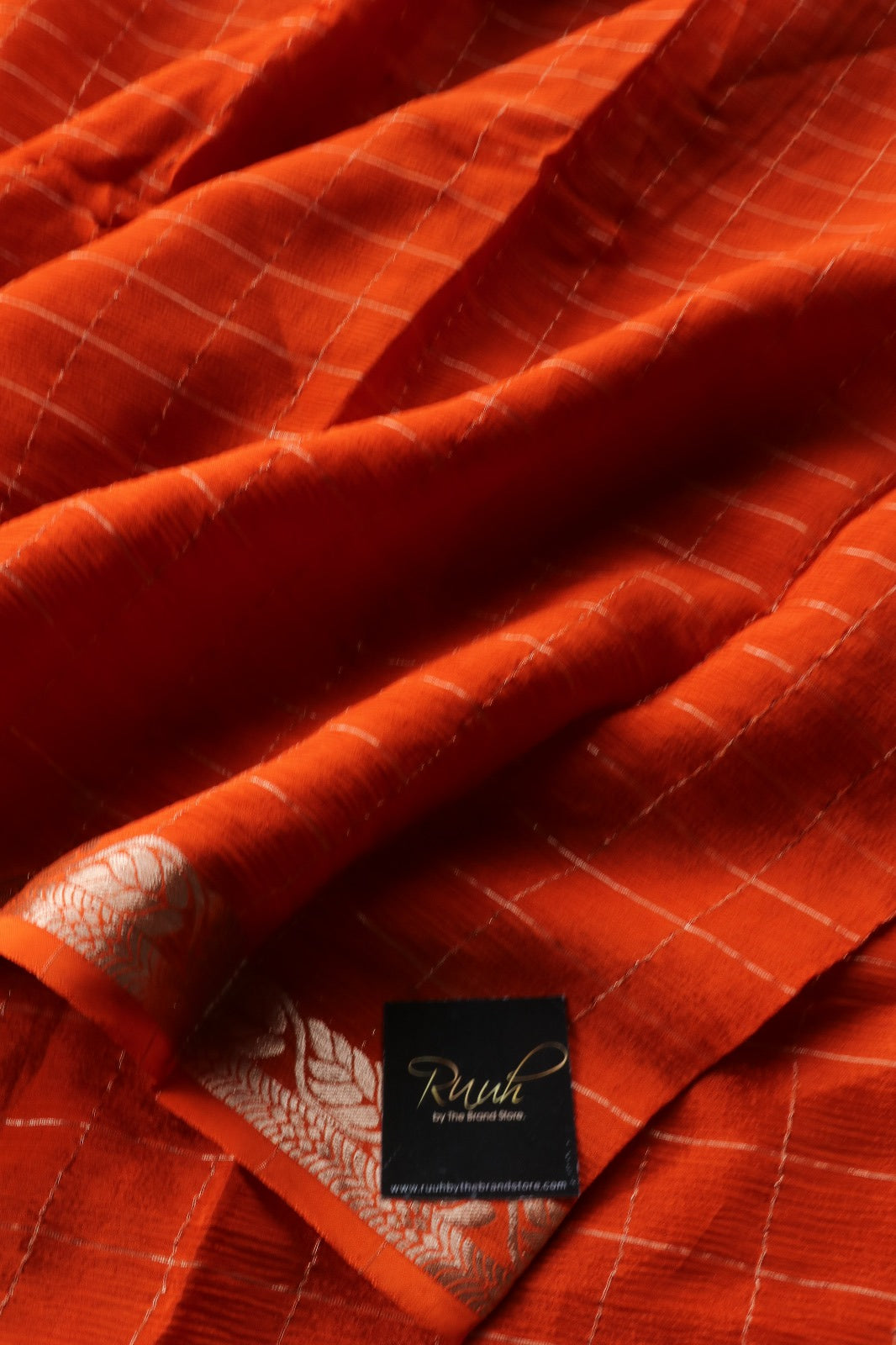 RUST ORANGE VISCOSE CHINNON SAREE