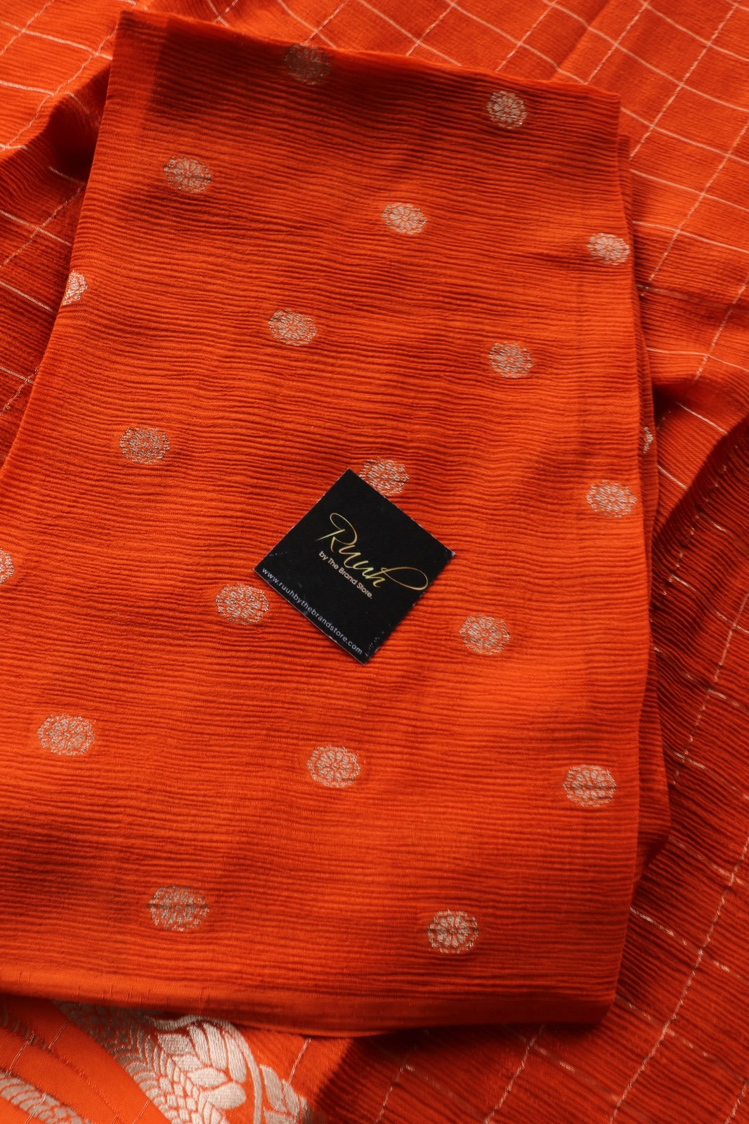 RUST ORANGE VISCOSE CHINNON SAREE