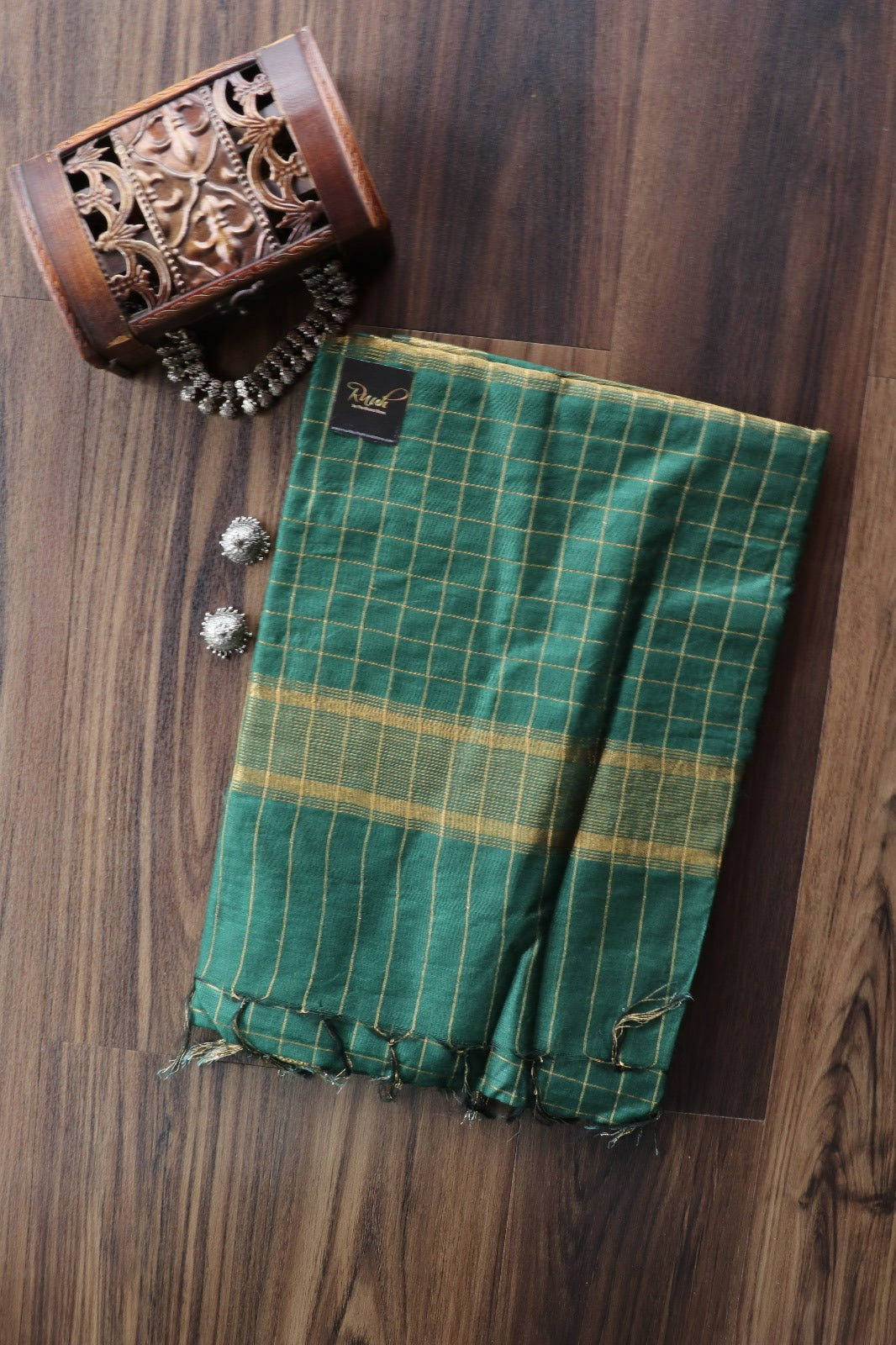 DARK GREEN SEMI SILK CHECKS