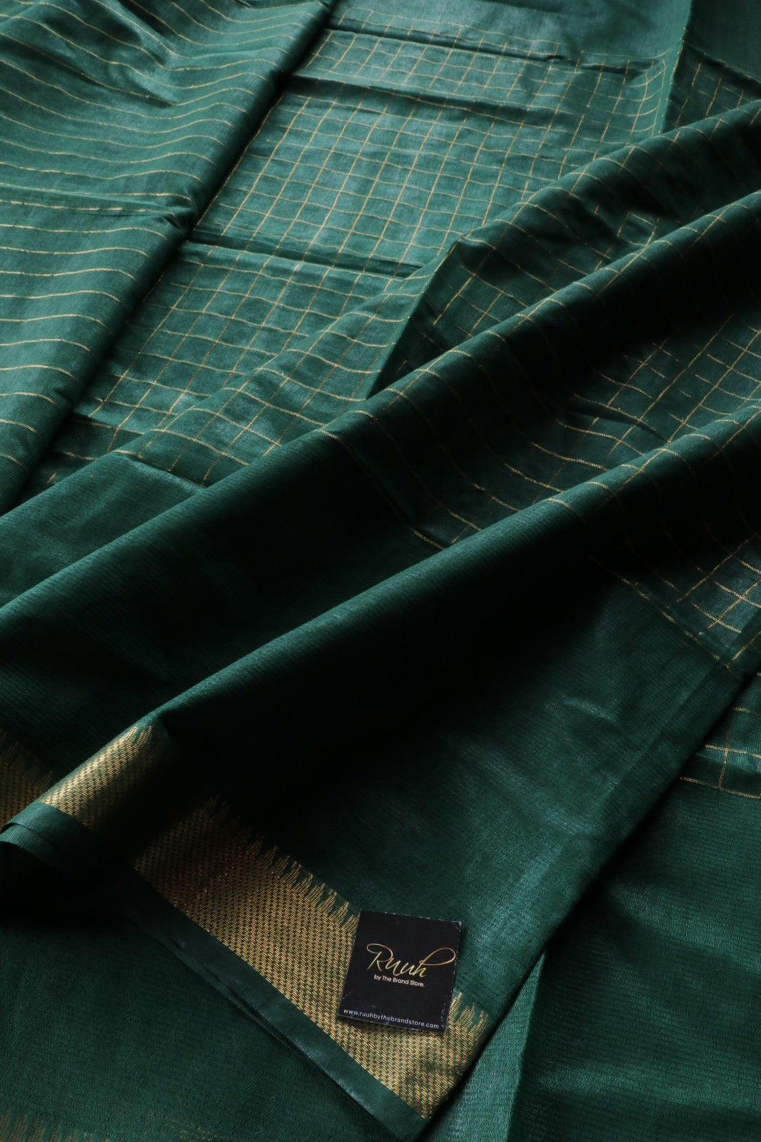 DARK GREEN SEMI SILK CHECKS