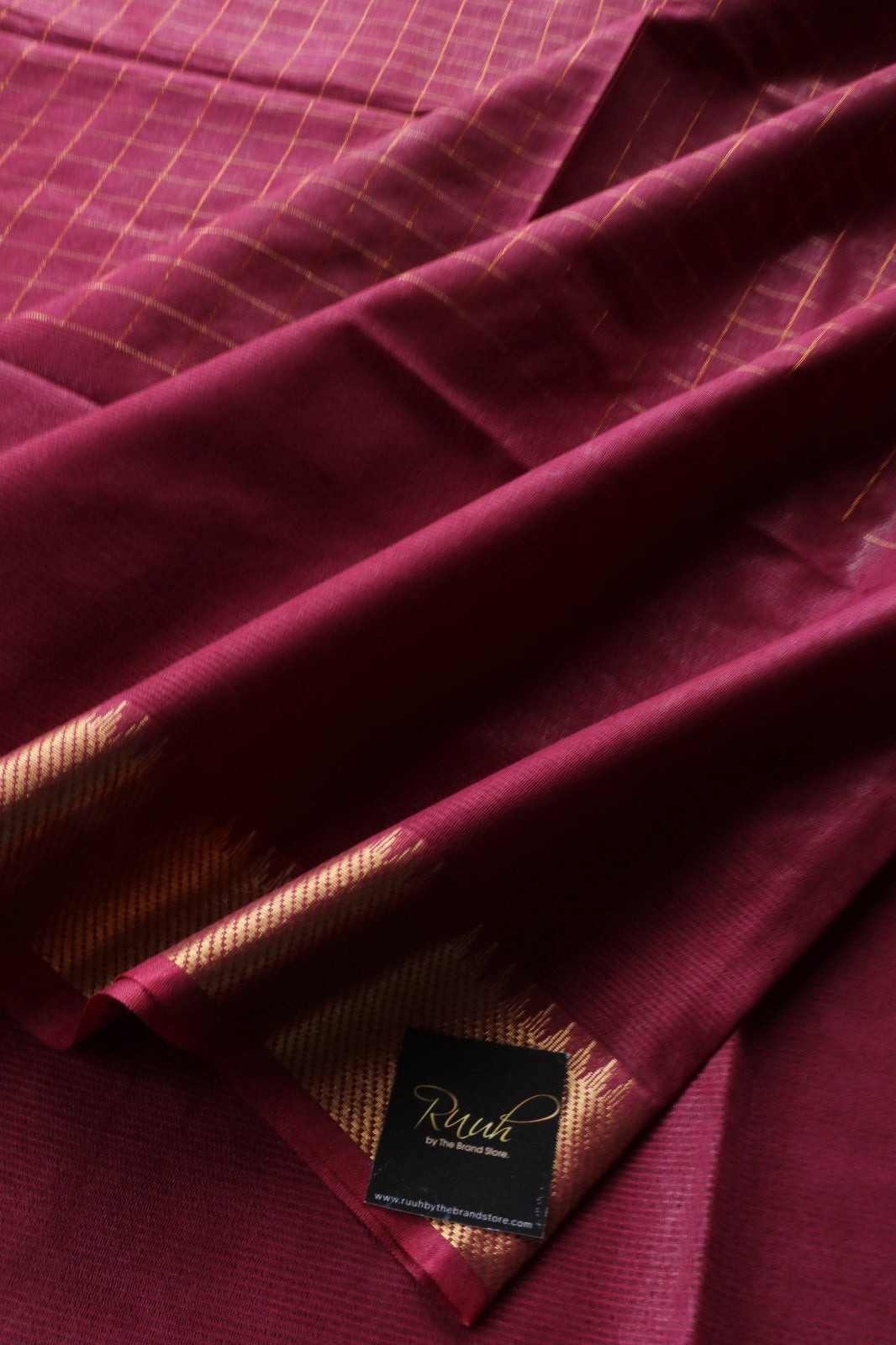 WINE SEMI SILK CHECK SAREE