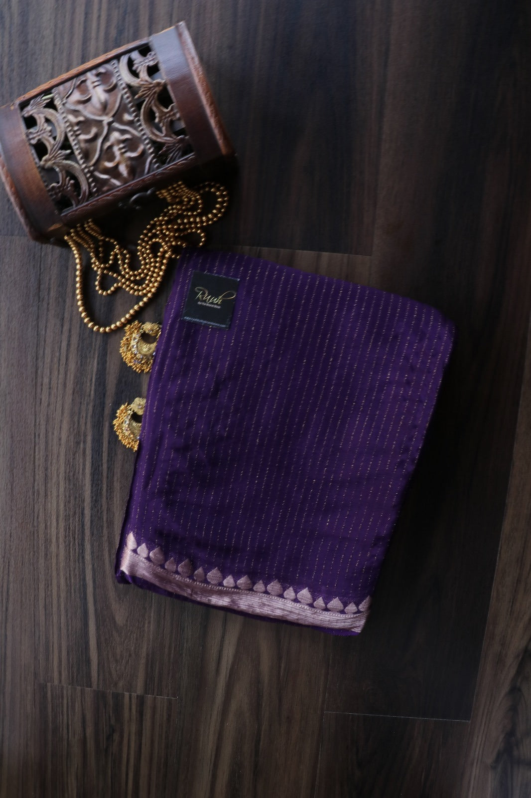 PURPLE VISCOSE STRIPE SAREE