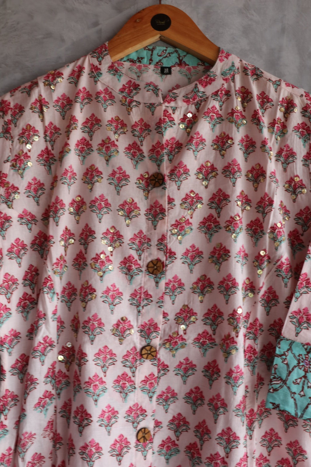 WHITE FLORAL PRINTED COTTON KURTA