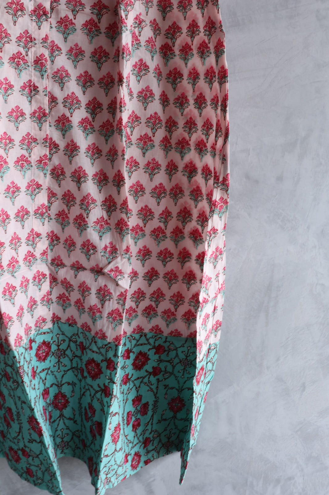 WHITE FLORAL PRINTED COTTON KURTA
