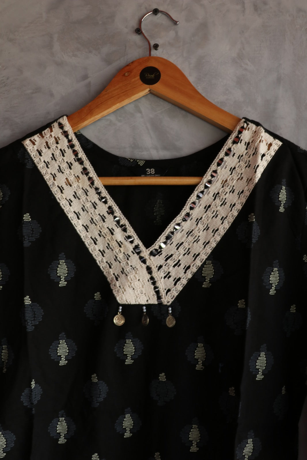 BLACK COTTON V NECK SALWAR SUIT SET