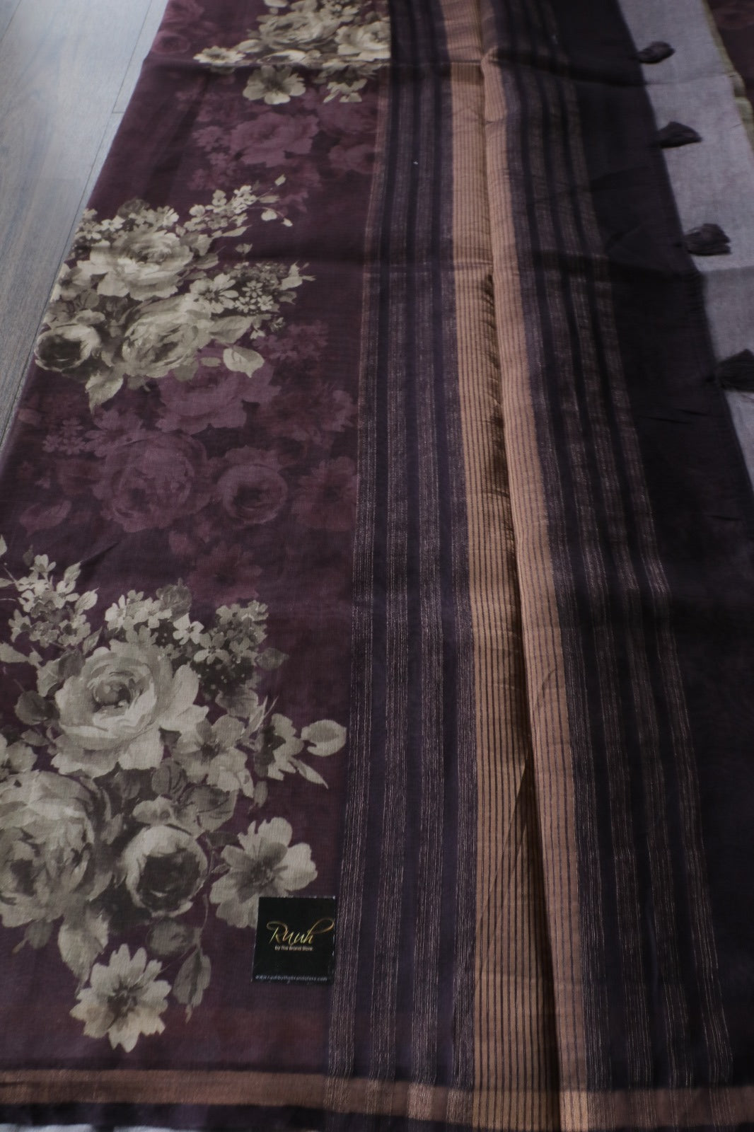SEMI SILK SAREE WITH FLORAL PRINTS