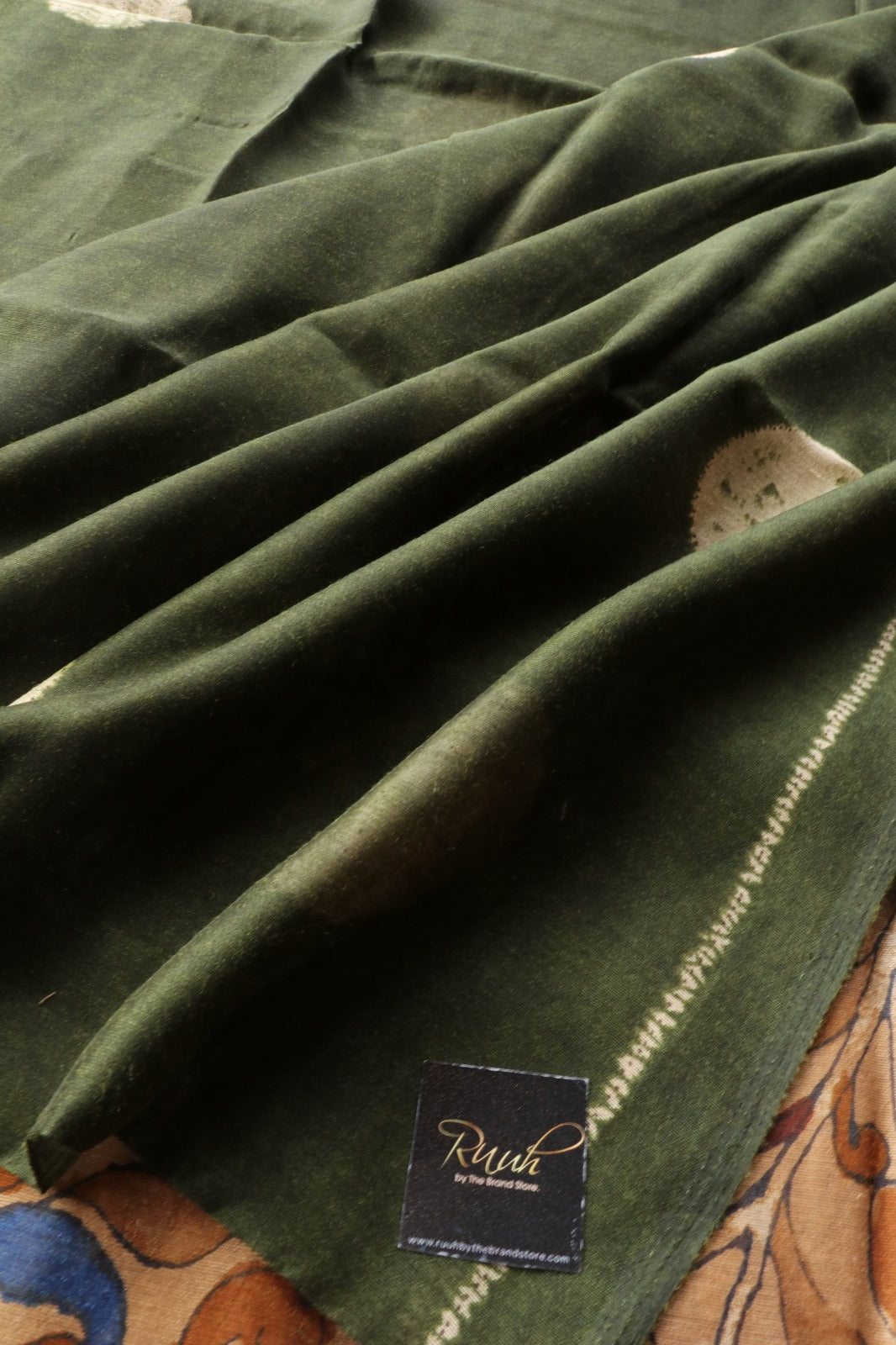DARK GREEN SEMI LINEN SAREE