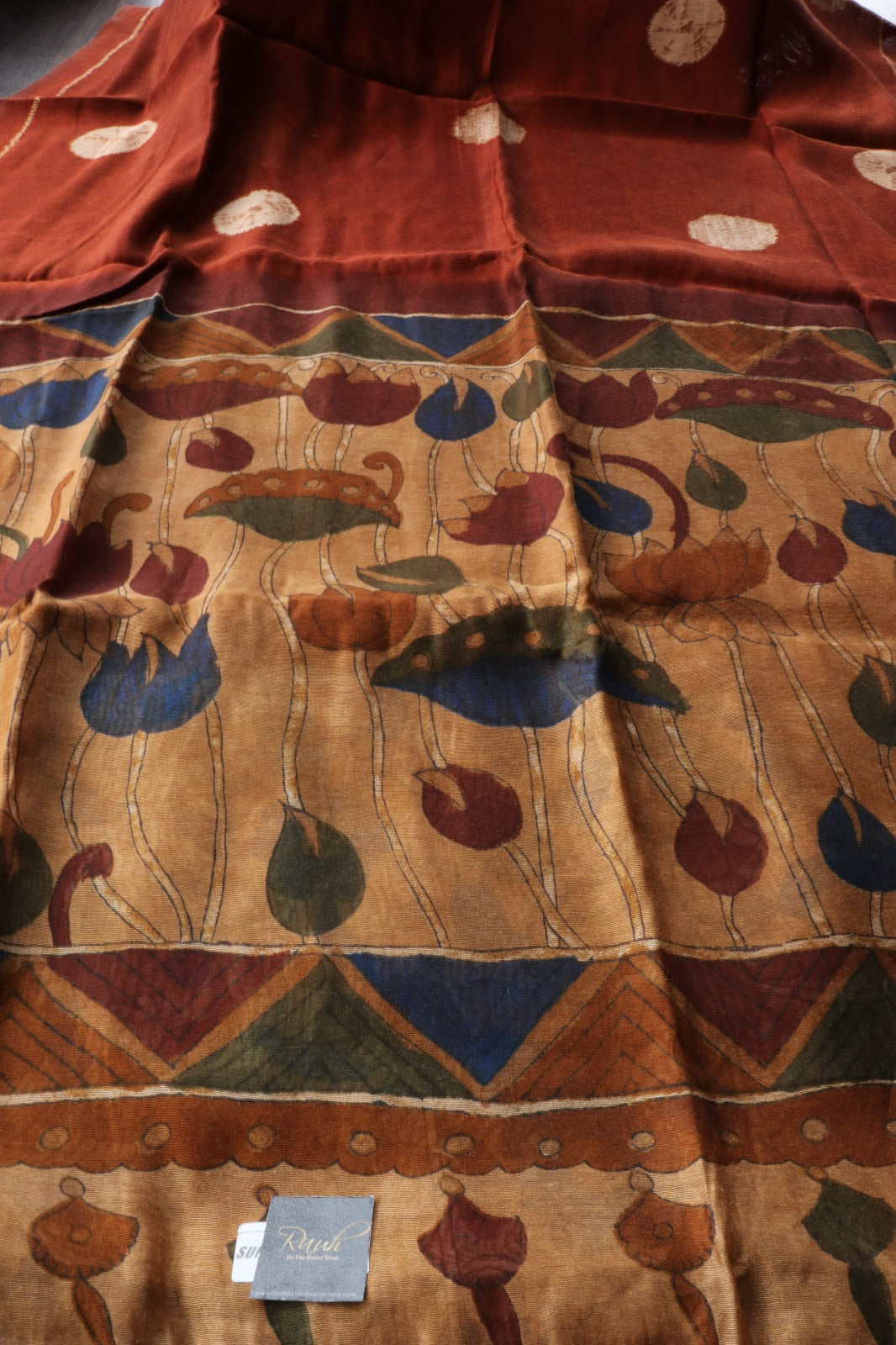 RUST BROWN SEMI LINEN SAREE