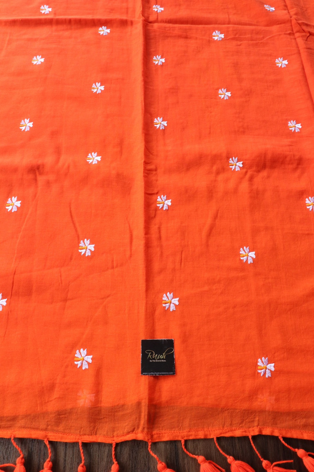 ORANGE MULMUL PARIJAT EMBROIDERY