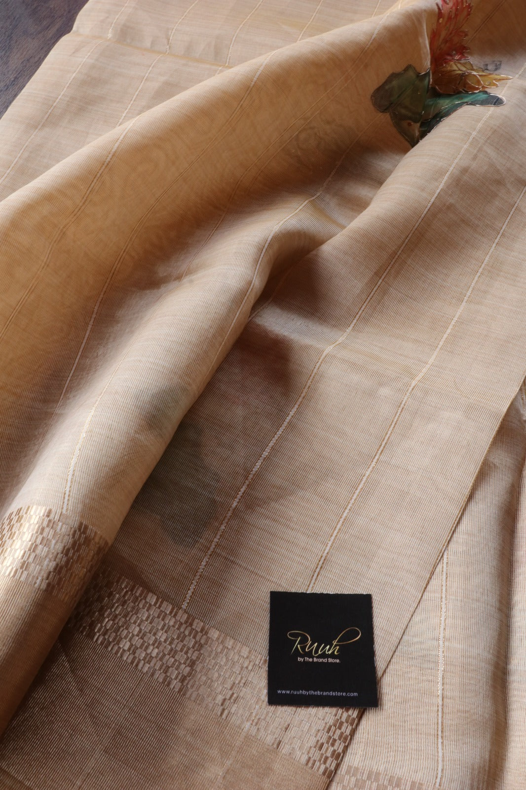 LOTUS PRINTED SEMI SILK SAREE WITH HANDWORK