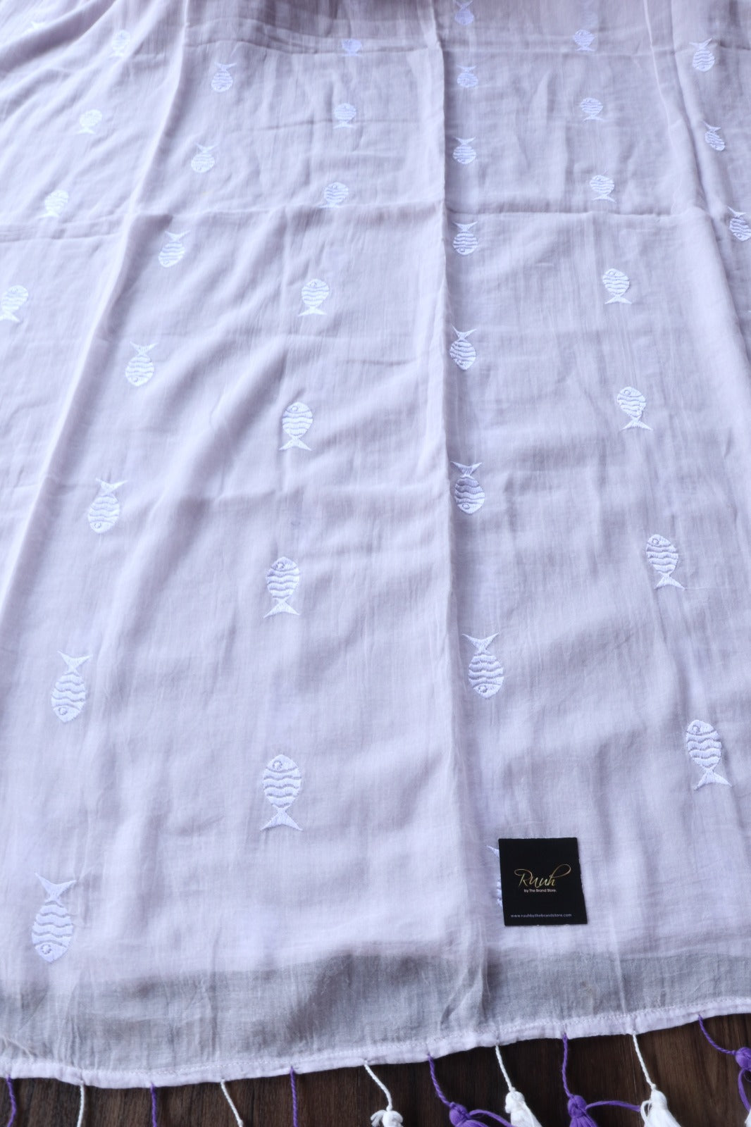 LIGHT LILAC MULMUL FISH EMBROIDERY