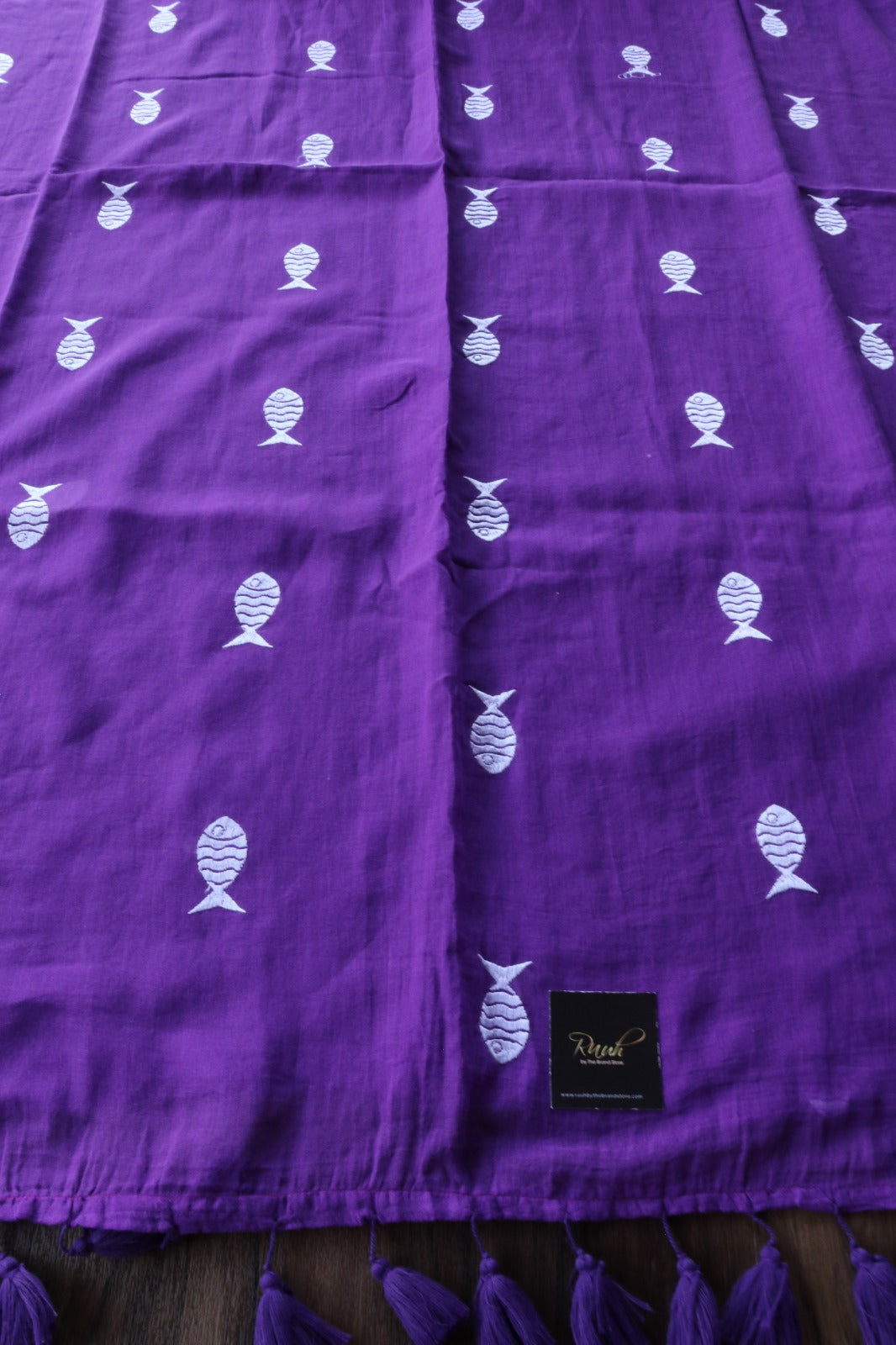 PURPLE MULMUL FISH EMBROIDERY