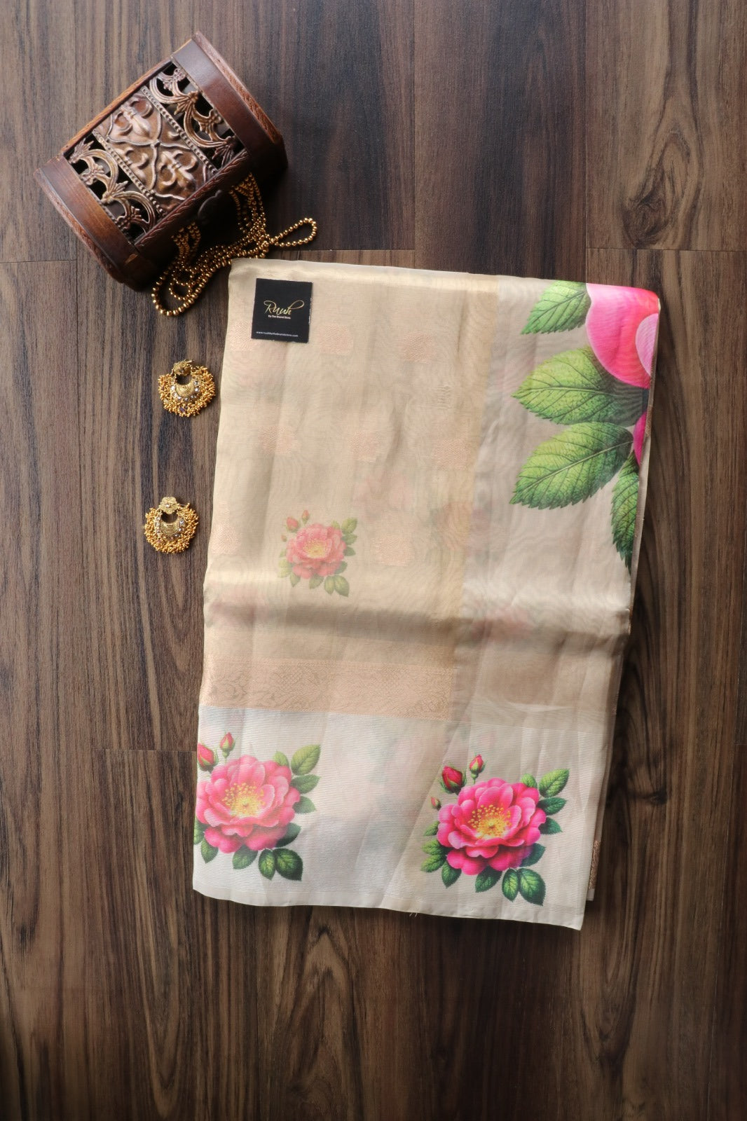 FLORAL PRINTED TISSUE SAREE