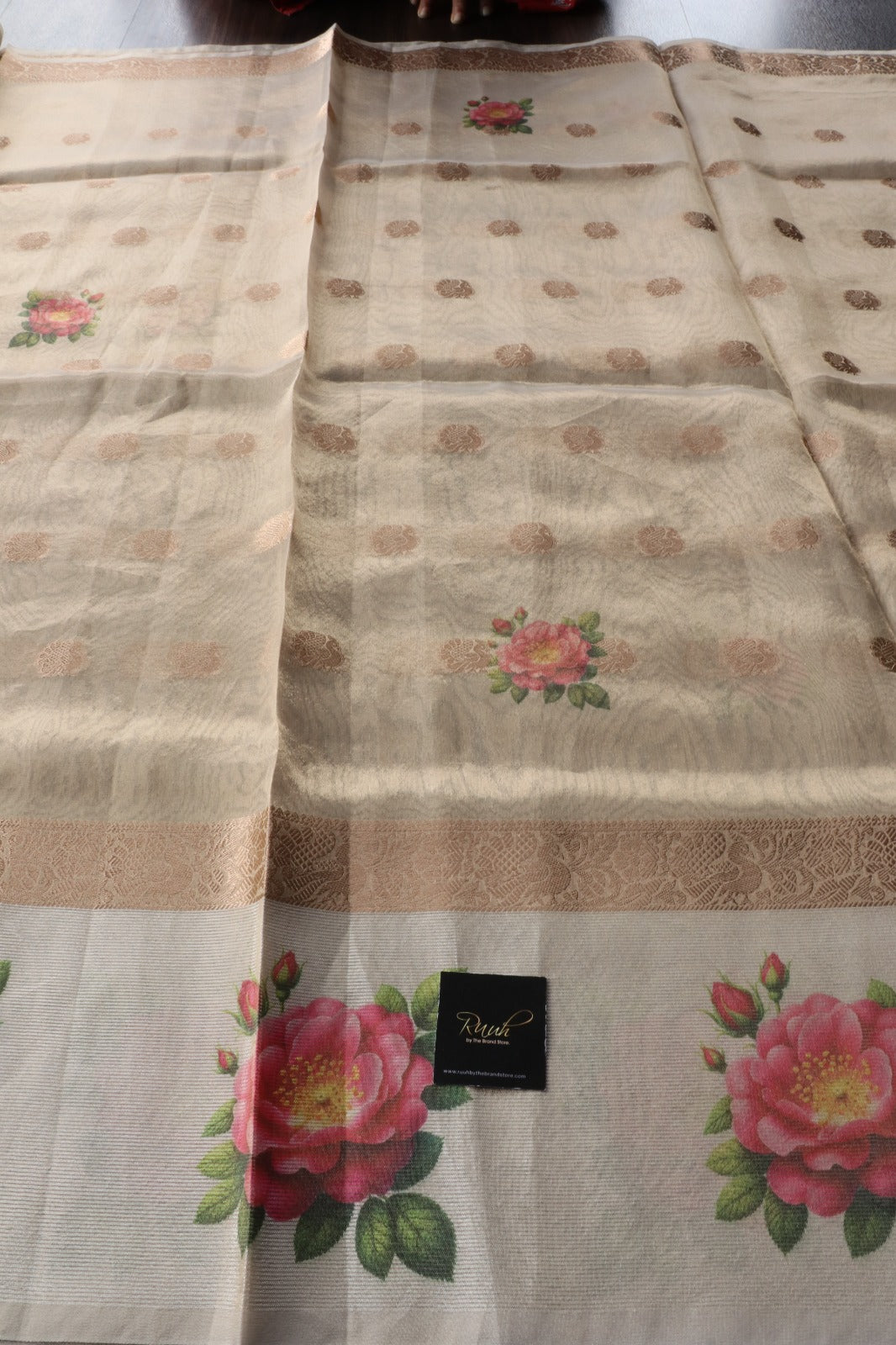 FLORAL PRINTED TISSUE SAREE