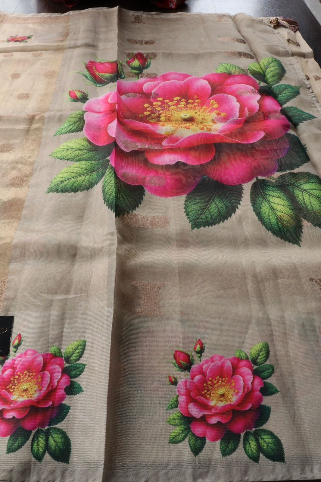 FLORAL PRINTED TISSUE SAREE