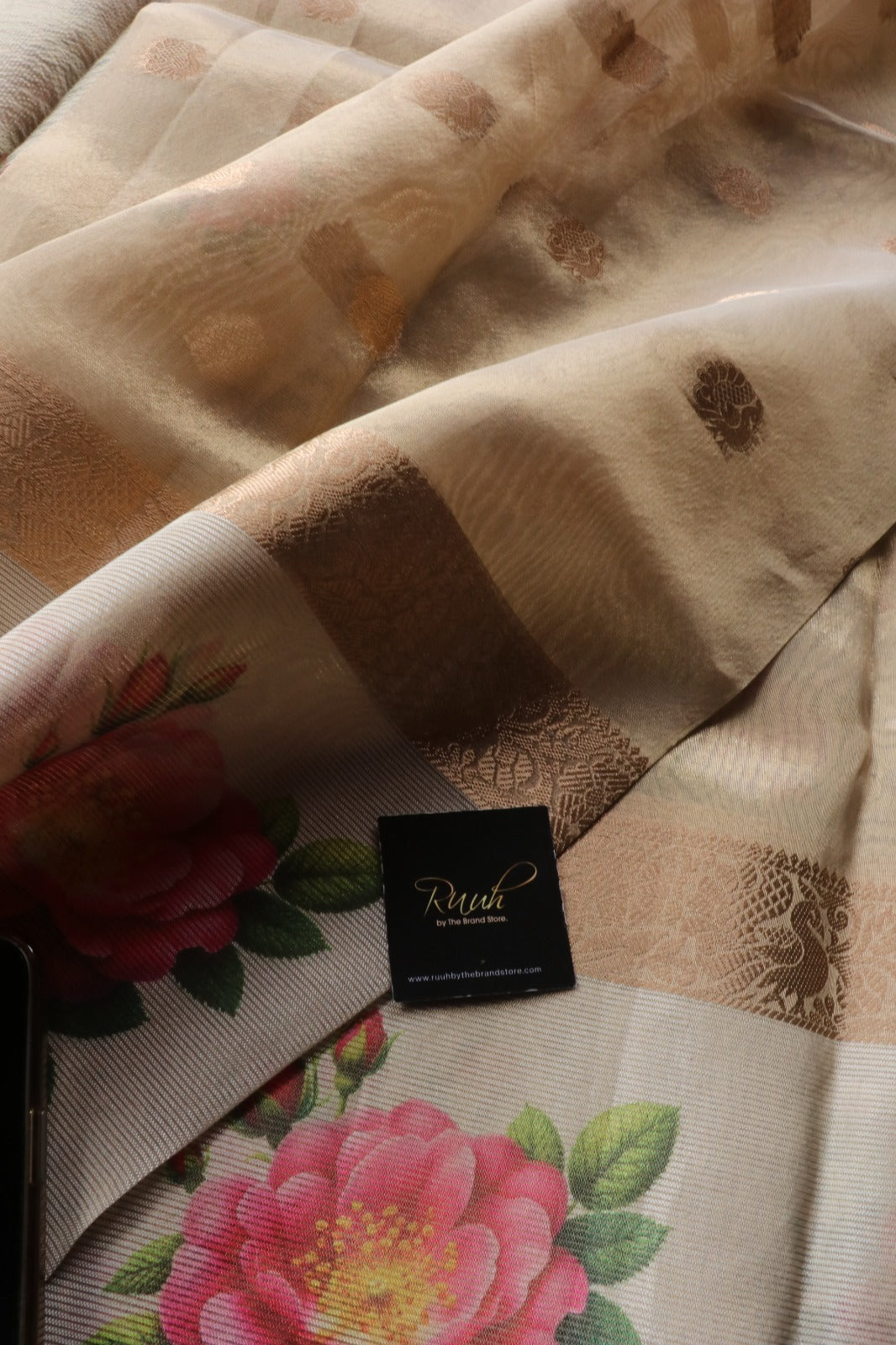 FLORAL PRINTED TISSUE SAREE