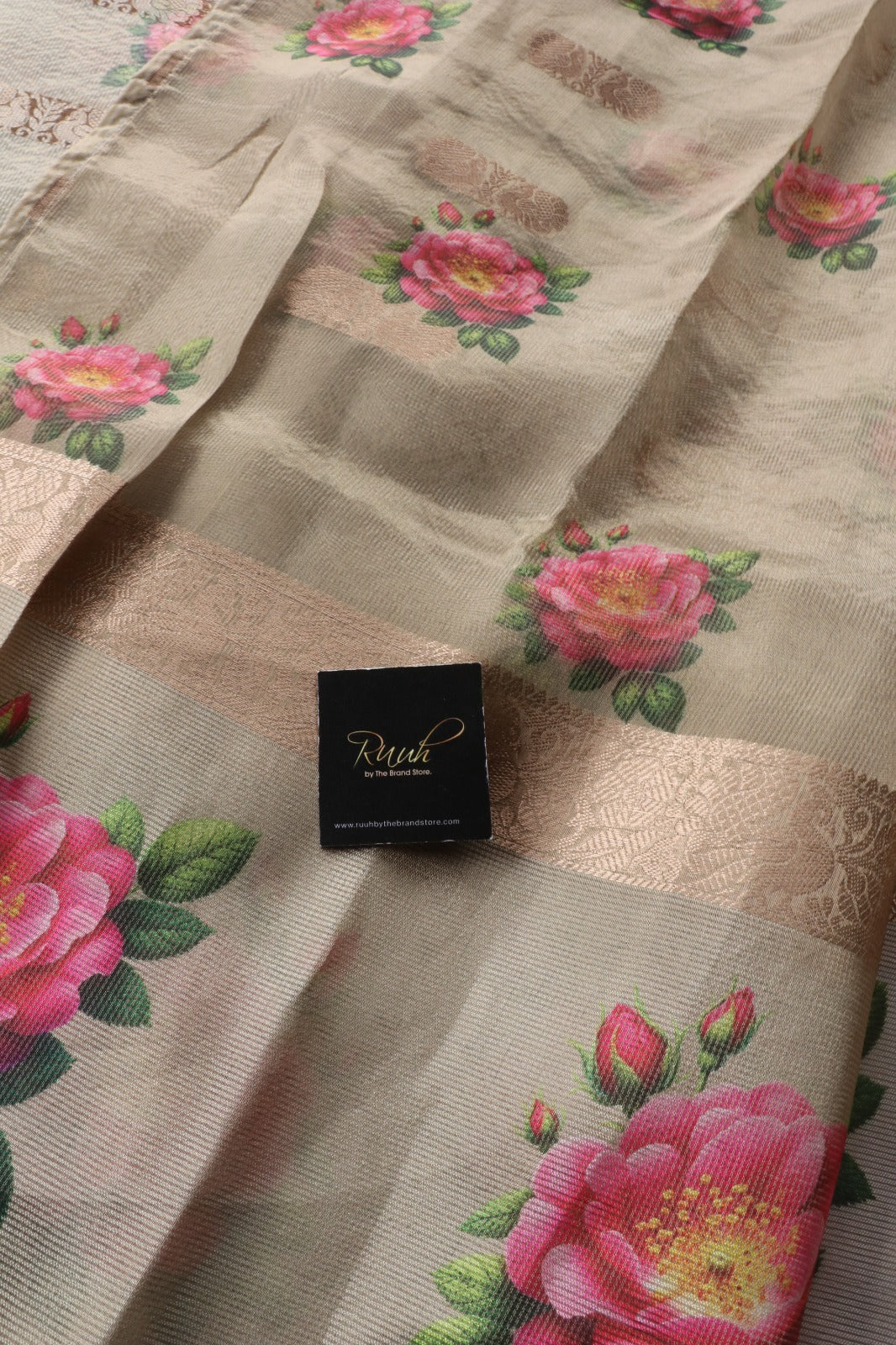 FLORAL PRINTED TISSUE SAREE