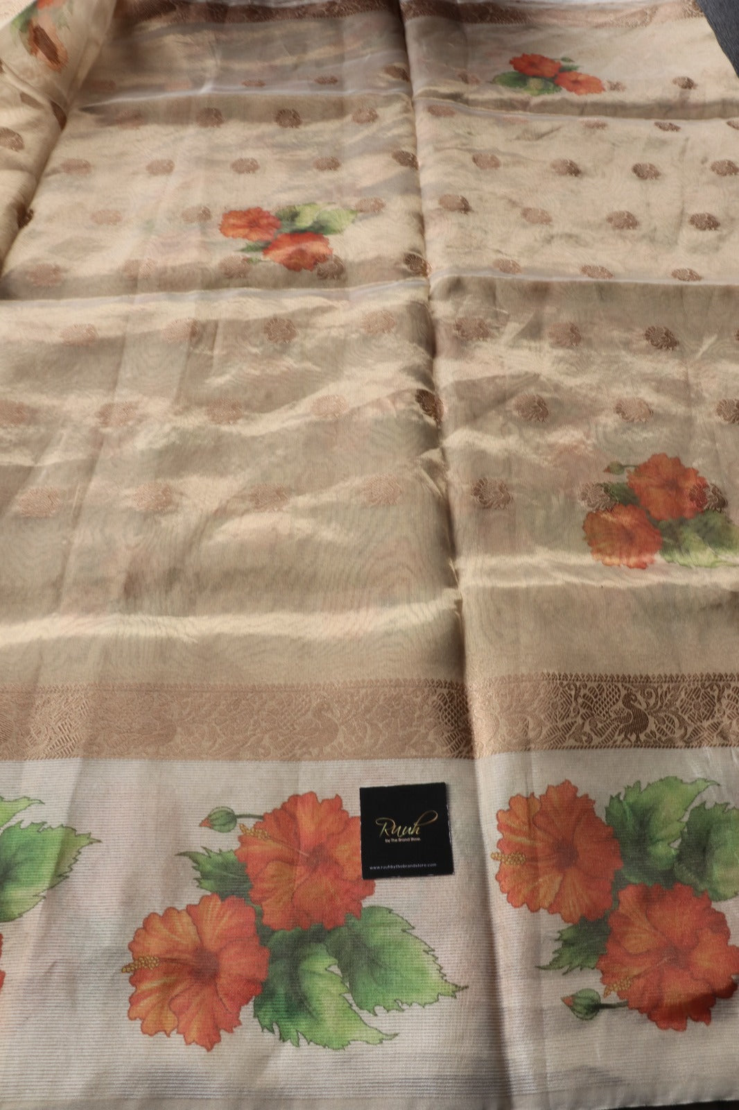 FLORAL PRINTED TISSUE SAREE