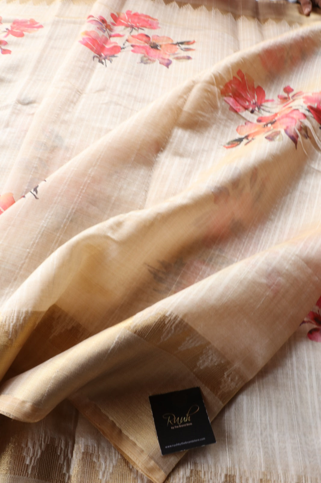 PINK FLORAL PRINTED SEMI SILK SAREE