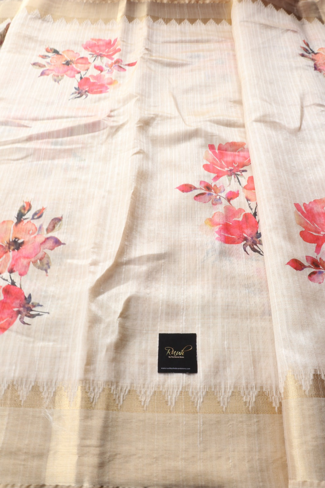 PINK FLORAL PRINTED SEMI SILK SAREE