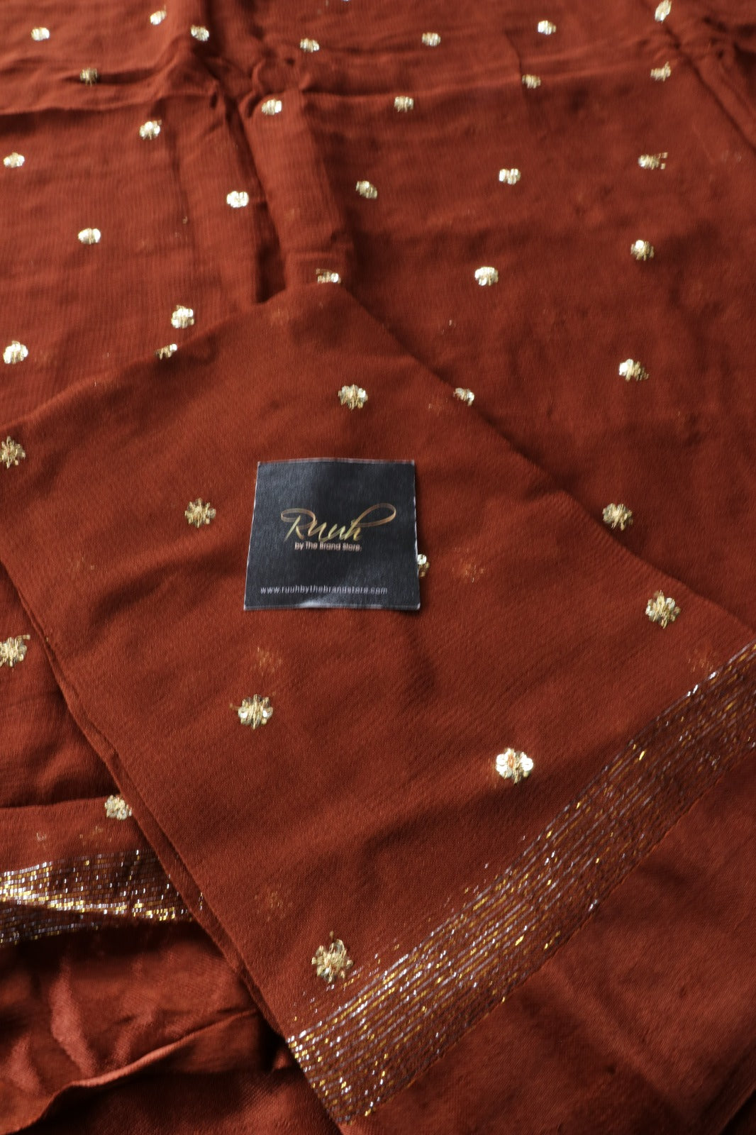 DARK BROWN VISCOSE GEORGETTE SAREE