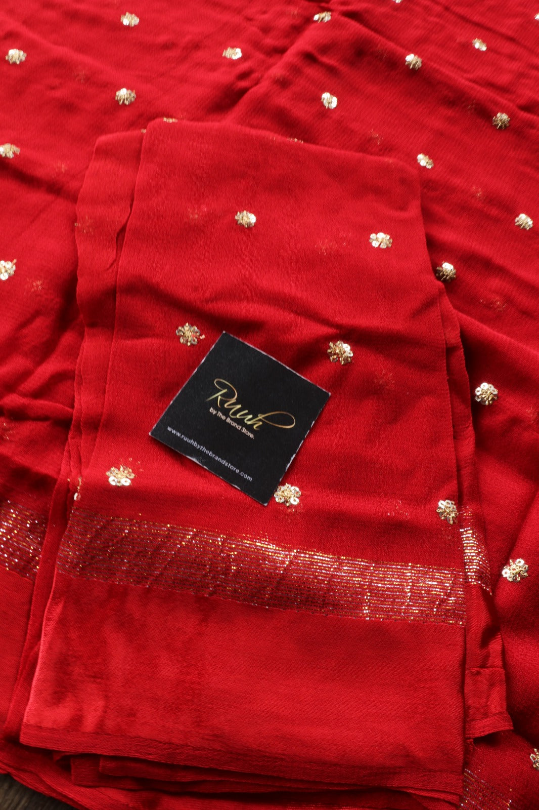 BRIGHT RED VISCOSE GEORGETTE SAREE